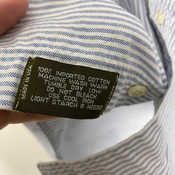 Buffalo Jackson Trading Striped Button Down Shirt Mens Small Blue Elbow Patches - Picture 5 of 7